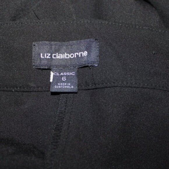 Liz Claiborne Classic Side Zip Black Pants Sz 6 Straight Leg Mid Rise - Picture 3 of 5